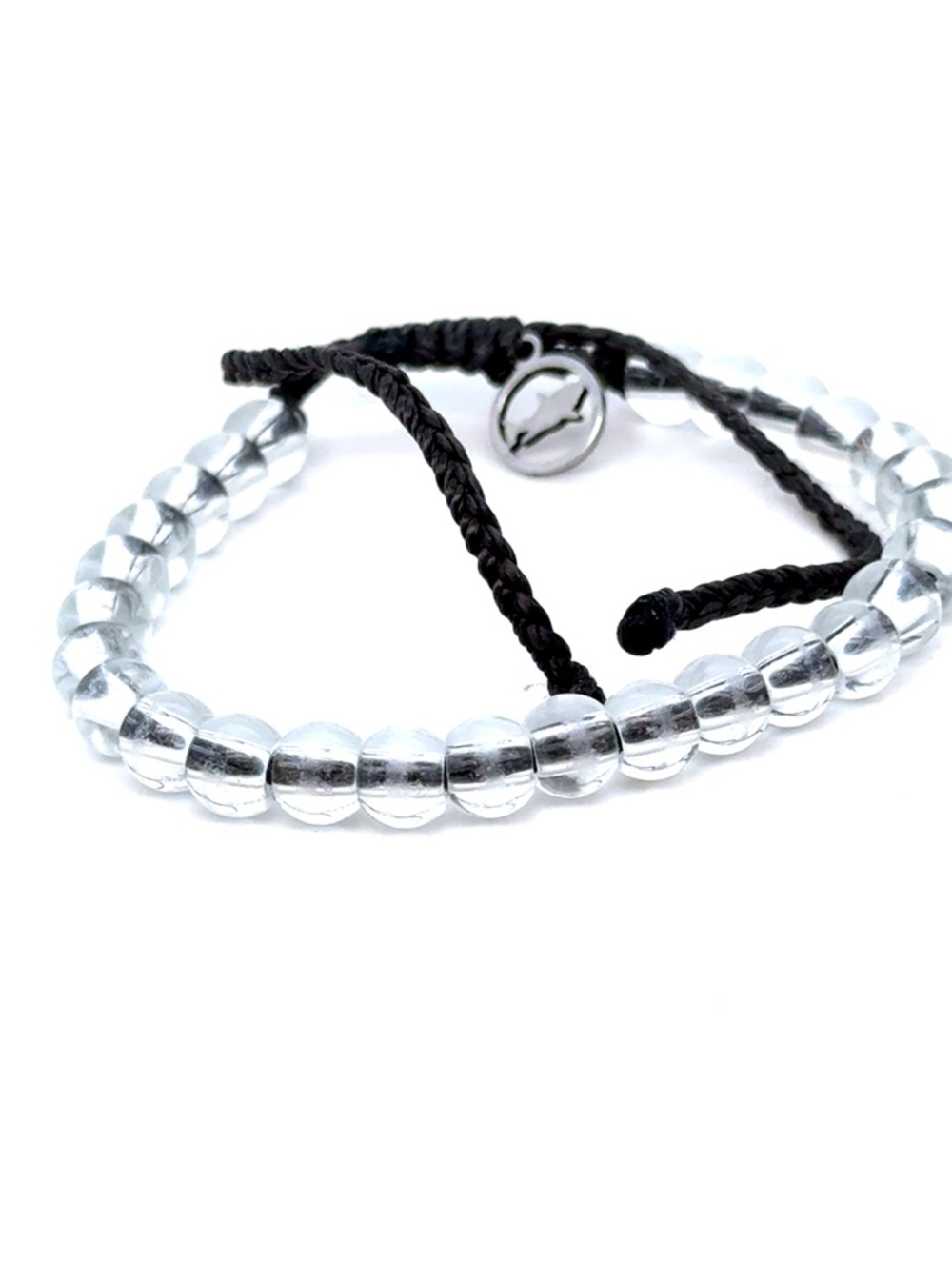 4Ocean Clear Bead Double-Strand Bracelet with Black Cord